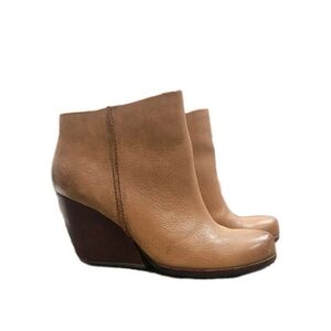 Kork-Ease Tan Leather Wedge Ankle Booties